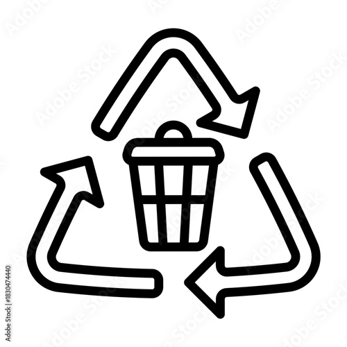 Recycling Icon - Black Outline