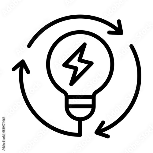 Renewable Energy Icon - Black Outline