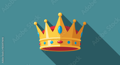 Majestic golden crown featuring vibrant gems on a solid blue background