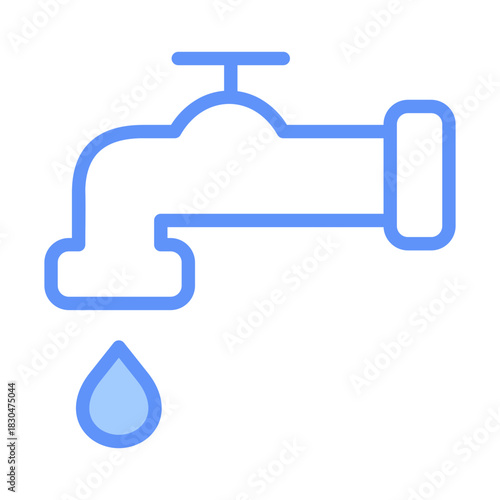 Tap Water Outline Blue Color Icon