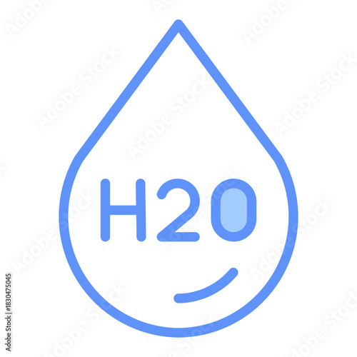 H2O Outline Blue Color Icon