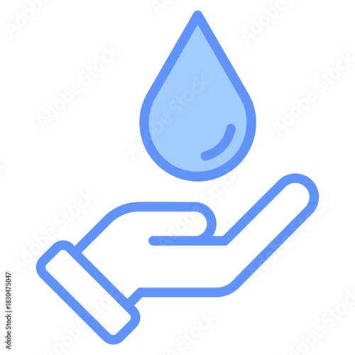 Save Water Outline Blue Color Icon