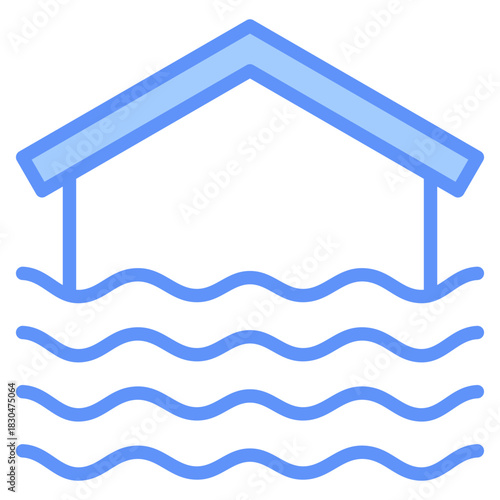 Flood Outline Blue Color Icon