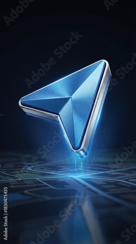 A metallic directional arro...