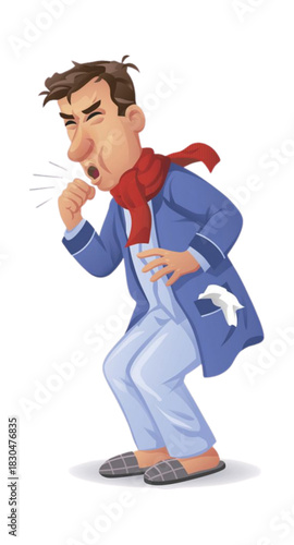 Man is coughing