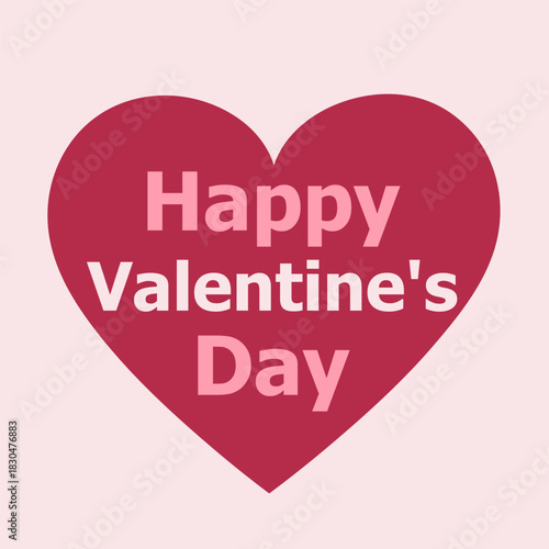 Happy Valentine's Day greeting card template. Valentine's Day logo in the shape of a red heart. Vector illustration