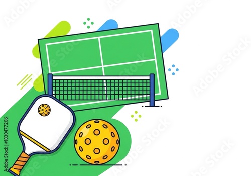 Get active and energized with this pickleball gear illustration, perfect for sports promotions, fitness campaigns, or vibrant designs that celebrate fun and recreation