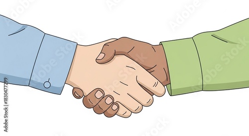 Successful business handshake showing collaboration and agreement between partners with diverse backgrounds demonstrating unity and professional connections