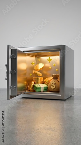 A secure steel safe stands ...