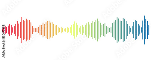 Colorful digital equalizer with rainbow sound wave rhythm representing music and energy, perfect for posters, covers, and audio-related design.