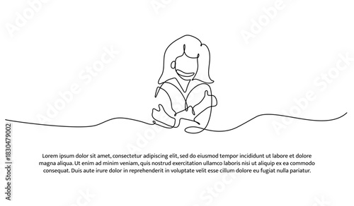 One line care about yourself. Abstract minimal continuous line isolated on white background.