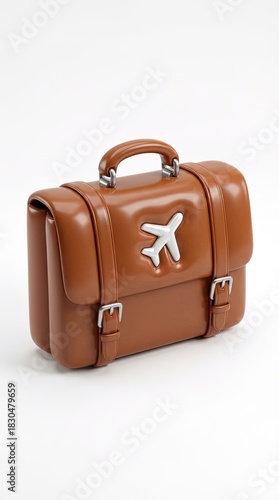 A stylish brown suitcase wi...
