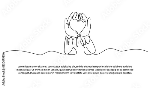 One line of care about yourself. Abstract minimal continuous line isolated on white background.