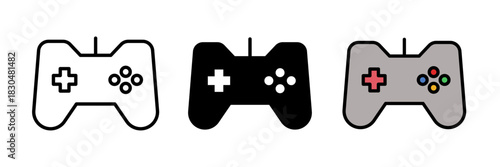 Game controller icon usually depicted as a handheld device with buttons and joysticks, symbolizing video gaming and interactive entertainment.