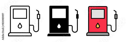 Fuel pump icon typically depicted as a gas pump with a nozzle, symbolizing refueling, petrol stations, or automotive fuel.