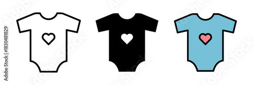 Onesie icon baby onesie, usually depicted as a one-piece infant outfit, symbolizing baby clothing or newborn care.