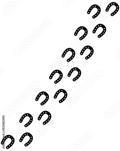 シンプルな馬の蹄鉄の蹄跡（足跡）のイラスト素材