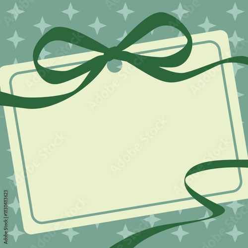 グリーンのリボン付きカードフレーム　Web　Adobe Illustrator ArtworkWeb