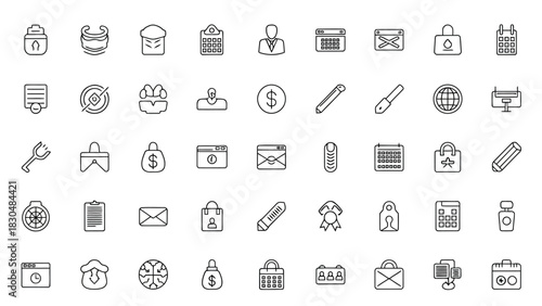 Vector illustration of collection of handdrawn business and office icons set of doodle style vector illustrations for web design, mobile app, and graphic design projects