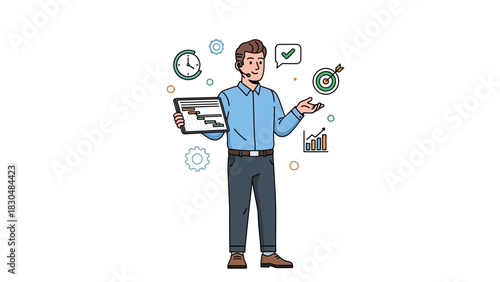 Professional man presenting project plan and target goals