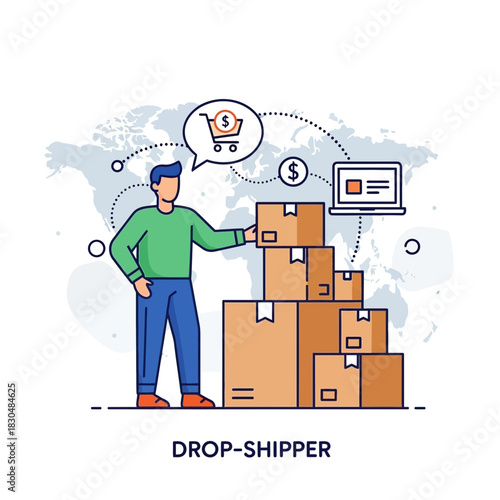 Person Standing Near Boxes Represents Dropshipping Business