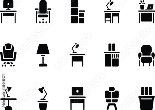 Furniture and office icon set