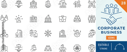Corporate Business icon collection set. Editable stroke.