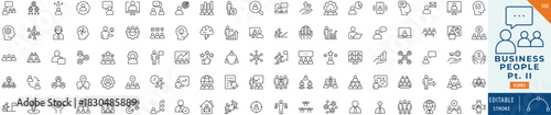 Business People icon collection set. Editable stroke.