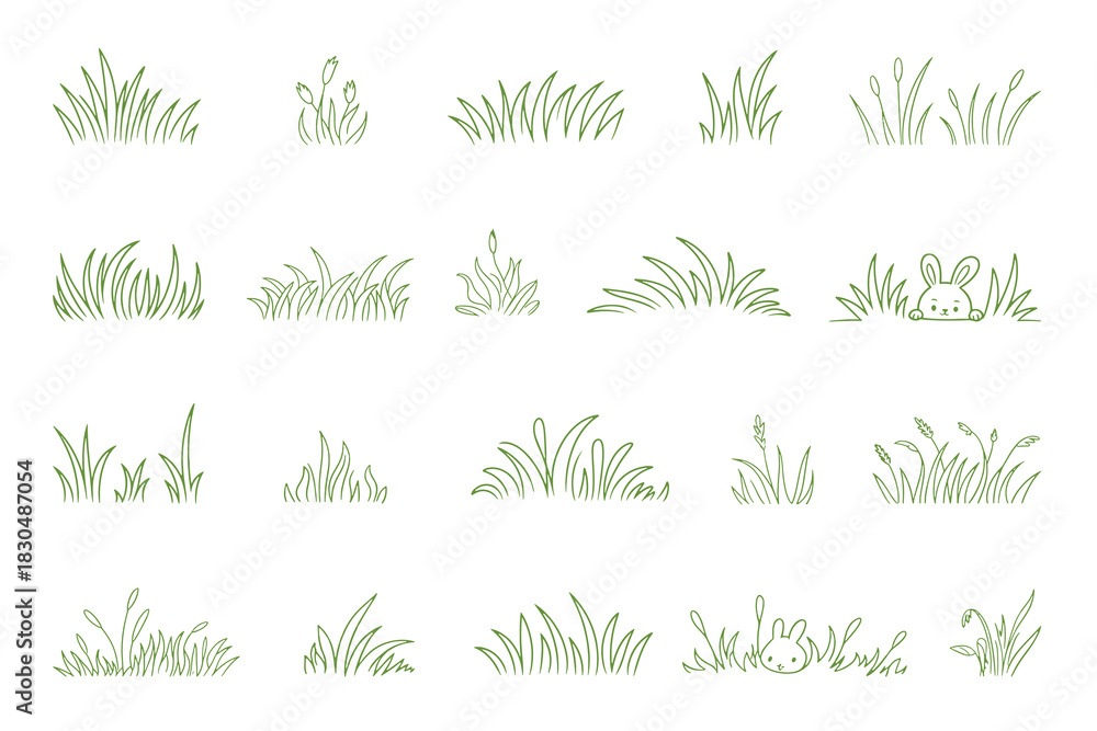 Obraz premium Charming hand drawn illustration of lush green grass blades perfect for nature themed designs and organic branding projects