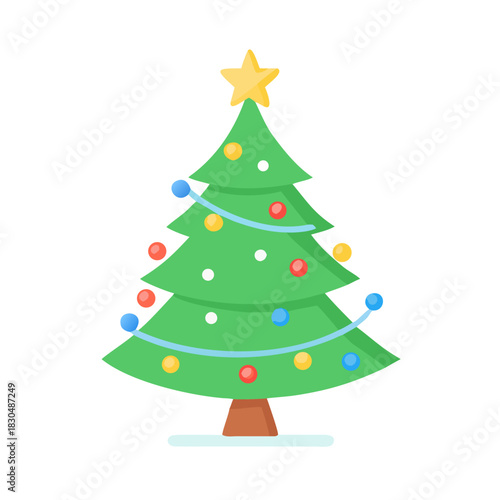 A decorated Christmas tree with star ready for the holidays