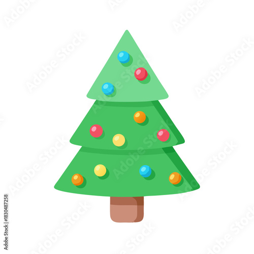 A decorated Christmas tree icon on transparent background