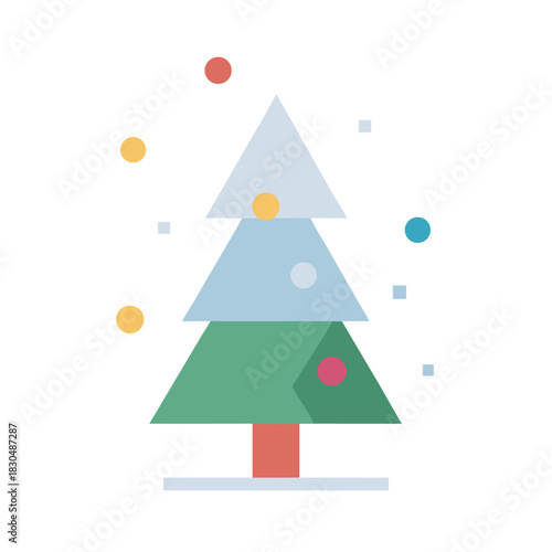 Minimalist vector icon of a decorated Christmas tree