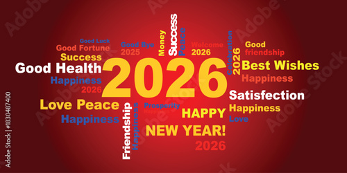 Slika na platnu best wishes 2026 typography on red background