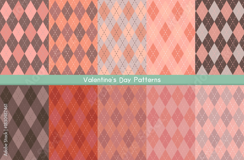 バレンタインデーのアーガイルパターンセット