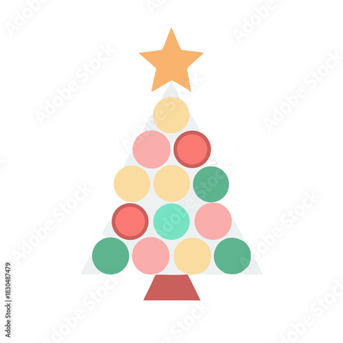 Stylish vector icon of a Christmas tree with decorations