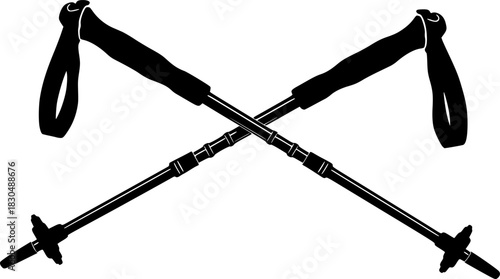 Silhouette of a Hiking Trekking Pole