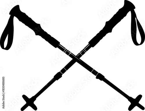 Silhouette of a Hiking Trekking Pole