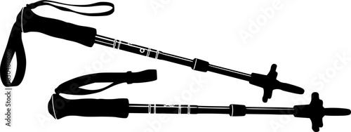 Silhouette of a Hiking Trekking Pole