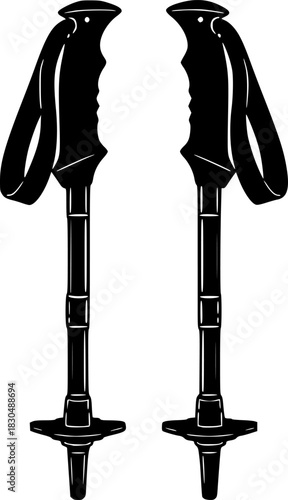 Silhouette of a Hiking Trekking Pole