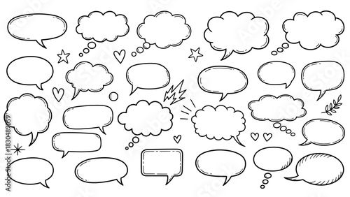 Hand drawn speech bubbles collection for social media and creative projects