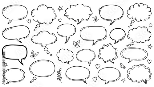 Hand drawn speech bubbles and thought bubbles collection for creative design projects