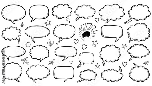 Hand drawn speech bubbles and thought bubbles collection in vector format