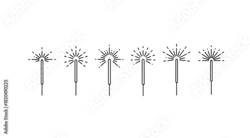 A row of stylized dandelion seed head silhouettes against a white background