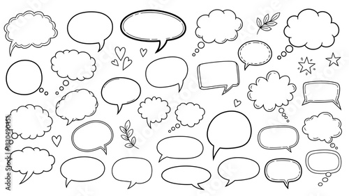 Hand drawn speech bubbles collection in vector format for creative projects
