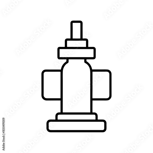 Illustration of a stylized hydrant in black outline on transparent background