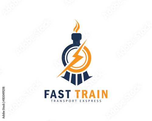train logo creative design transport express fast business concept