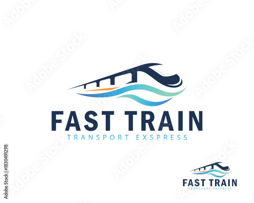 train logo creative design transport express fast business concept logistic