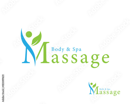 massage logo creative design concept body spa nature leave people yoga beauty