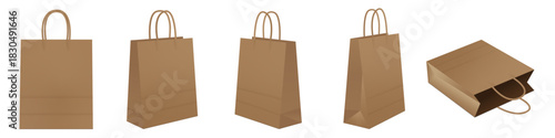 collection of paper bag mockup with different angle. vector illustration