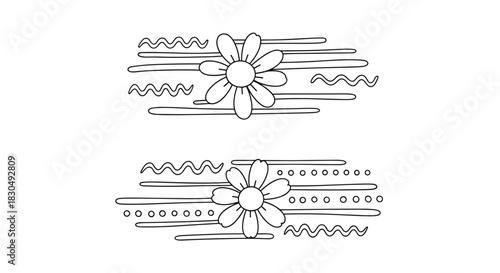 Floral text dividers featuring daisies and decorative lines in simple line art style
